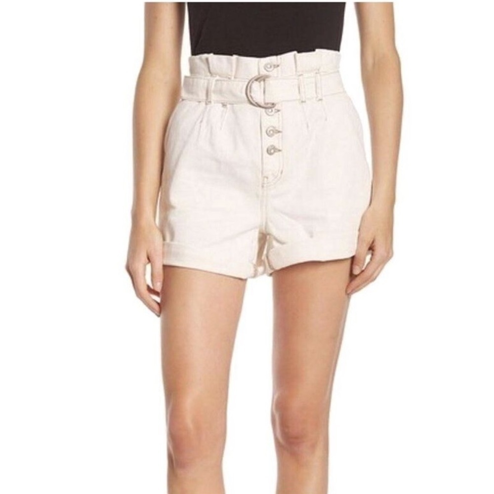 NWT Free People Cindy Paper Bag High -Waisted Shorts Button Fly in Ecru Size 10